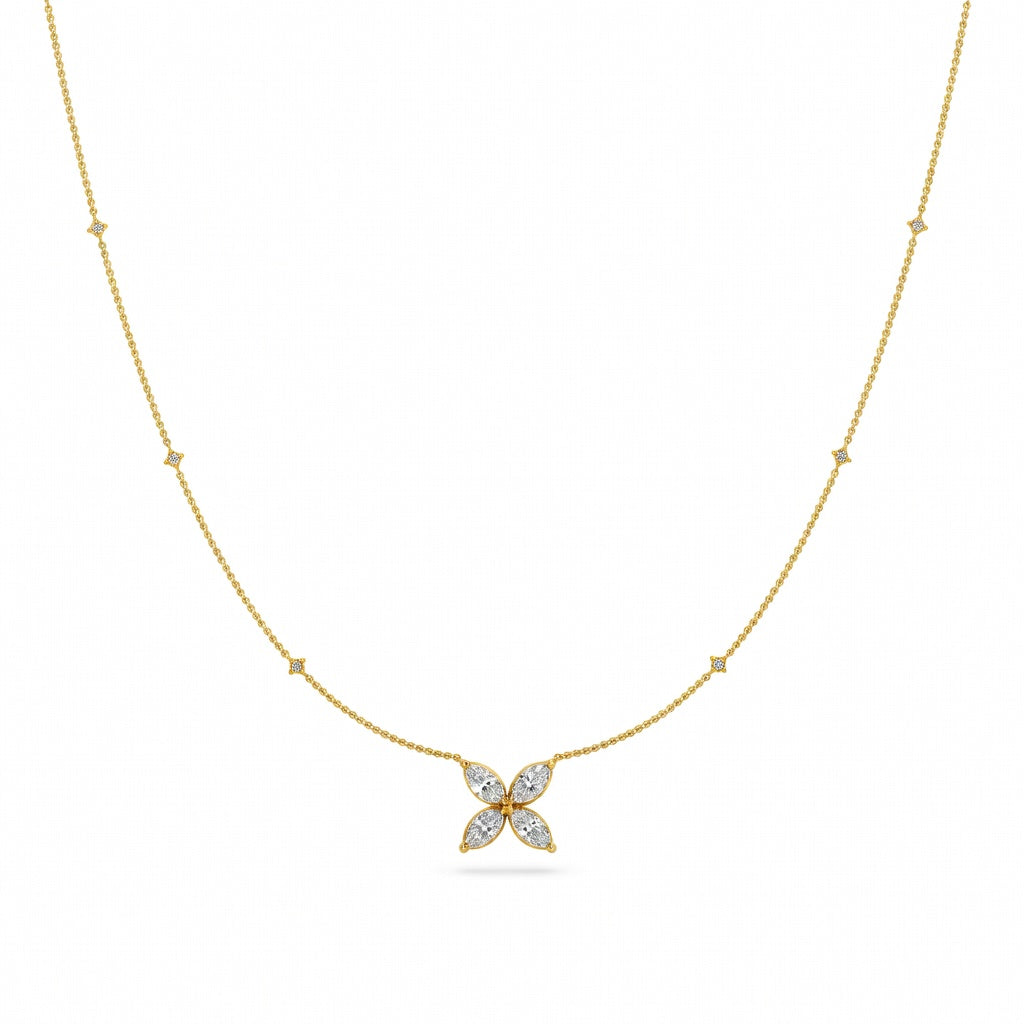 1.1 Ct Marquise Cut Diamond Pendant Necklace VS1 D-F White Gold 14k