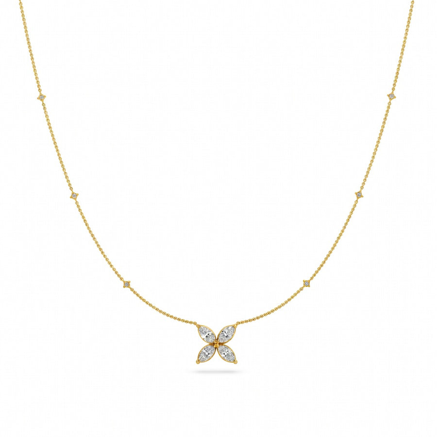 1.1 Ct Marquise Cut Diamond Pendant Necklace VS1 D-F White Gold 14k