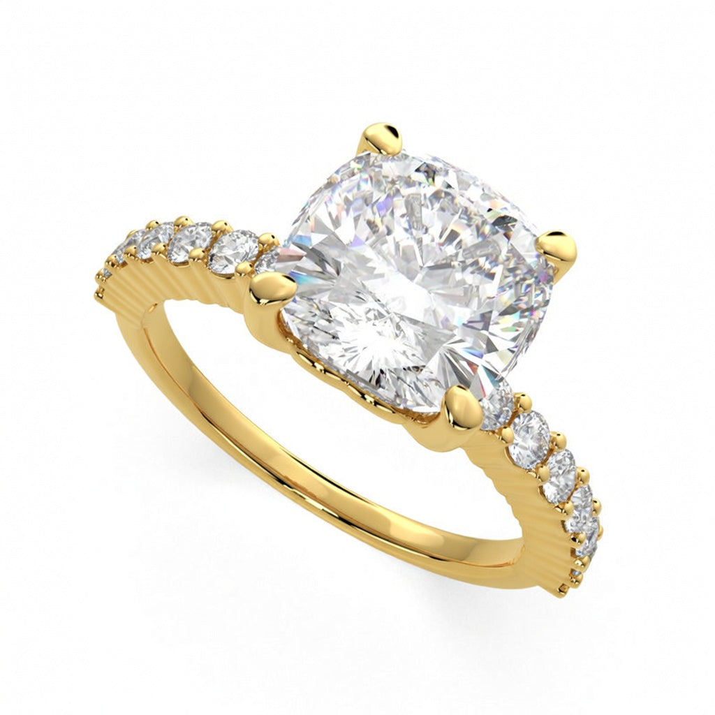 Ginevra 3.2 Carat Round Cut Tapered Engagement Ring
