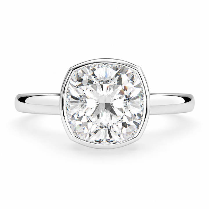 Xenia 2.15 Carat Cushion Cut Halo Pave Solitaire Engagement Ring