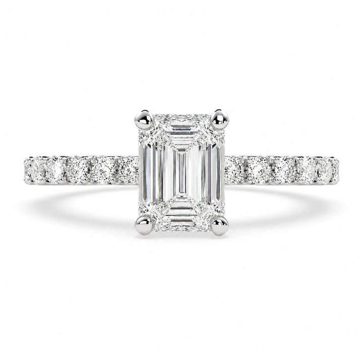 Lavinia 2.35 Carat Emerald Cut Side Stone 4 Prong Engagement Ring