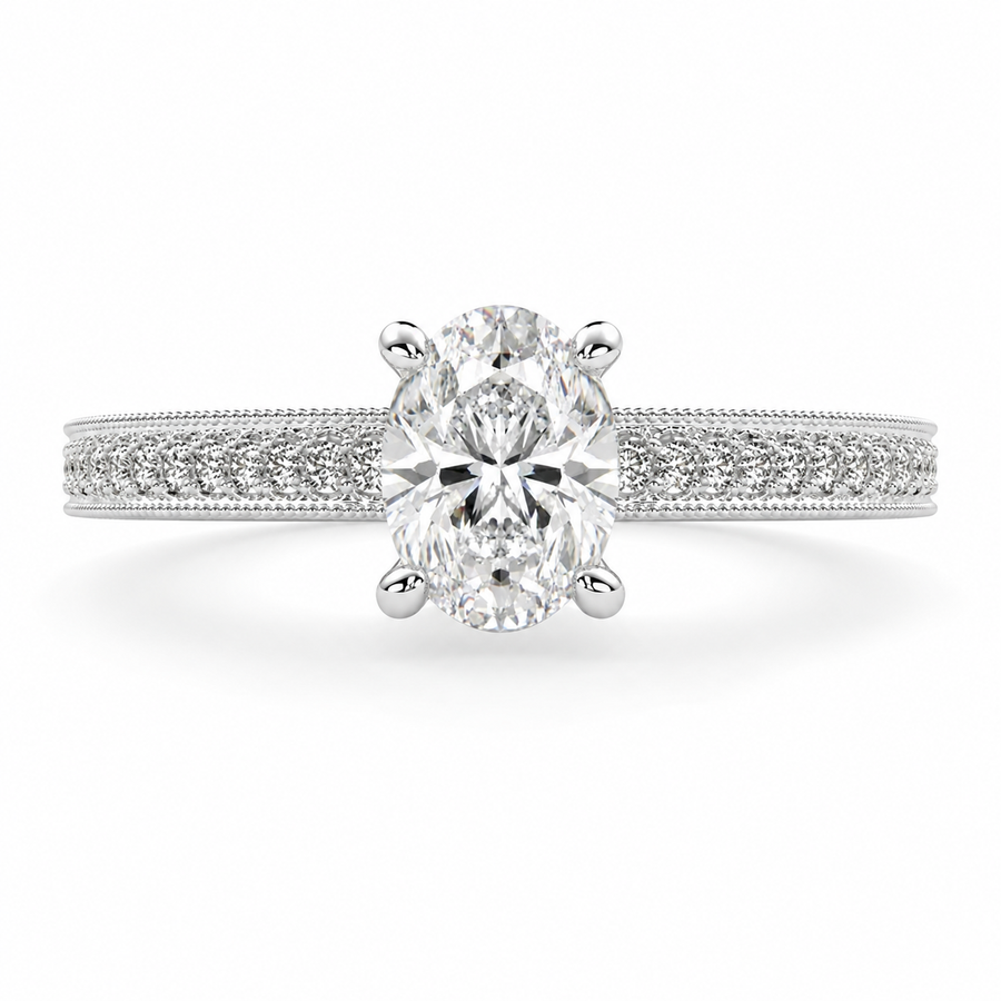 Martina 1.75 Carat Oval Cut Pave Engagement Ring