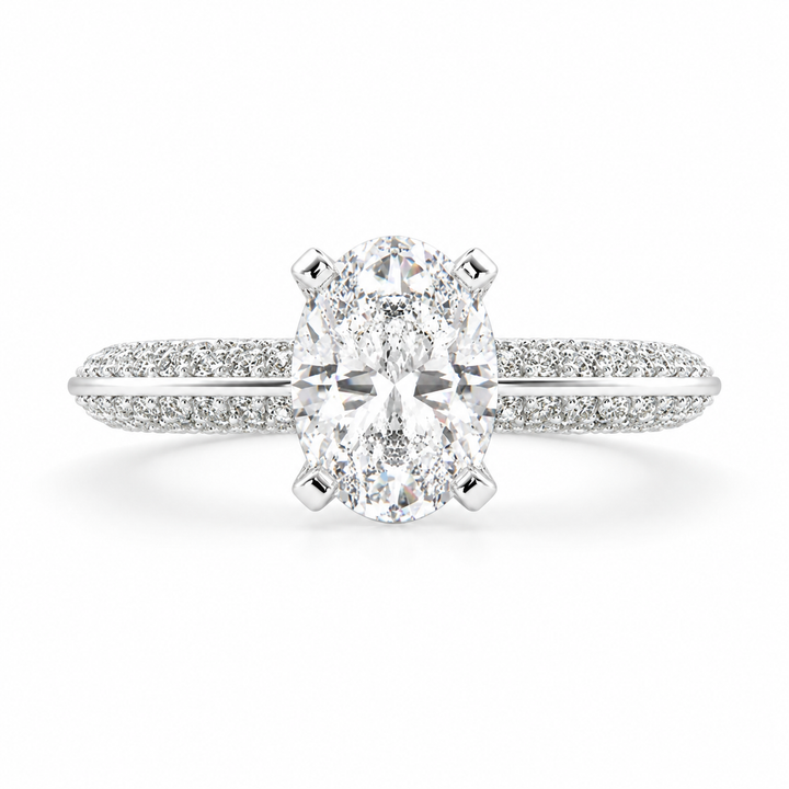 Daria 2.75 Carat Oval Cut Pave 6 Prong Engagement Ring