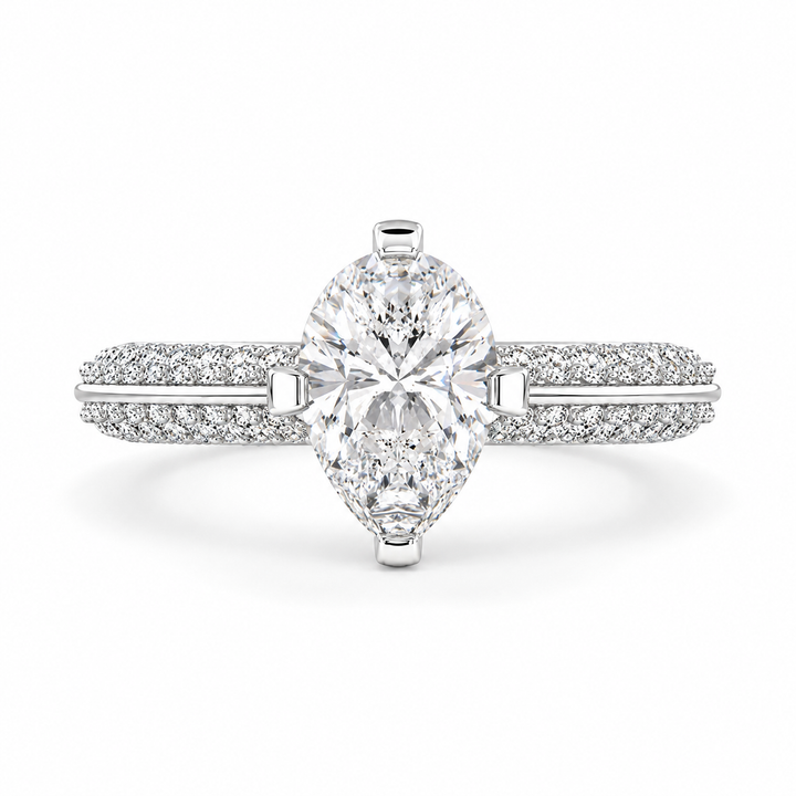 Daria 2.75 Carat Pear Cut Pave 6 Prong Engagement Ring