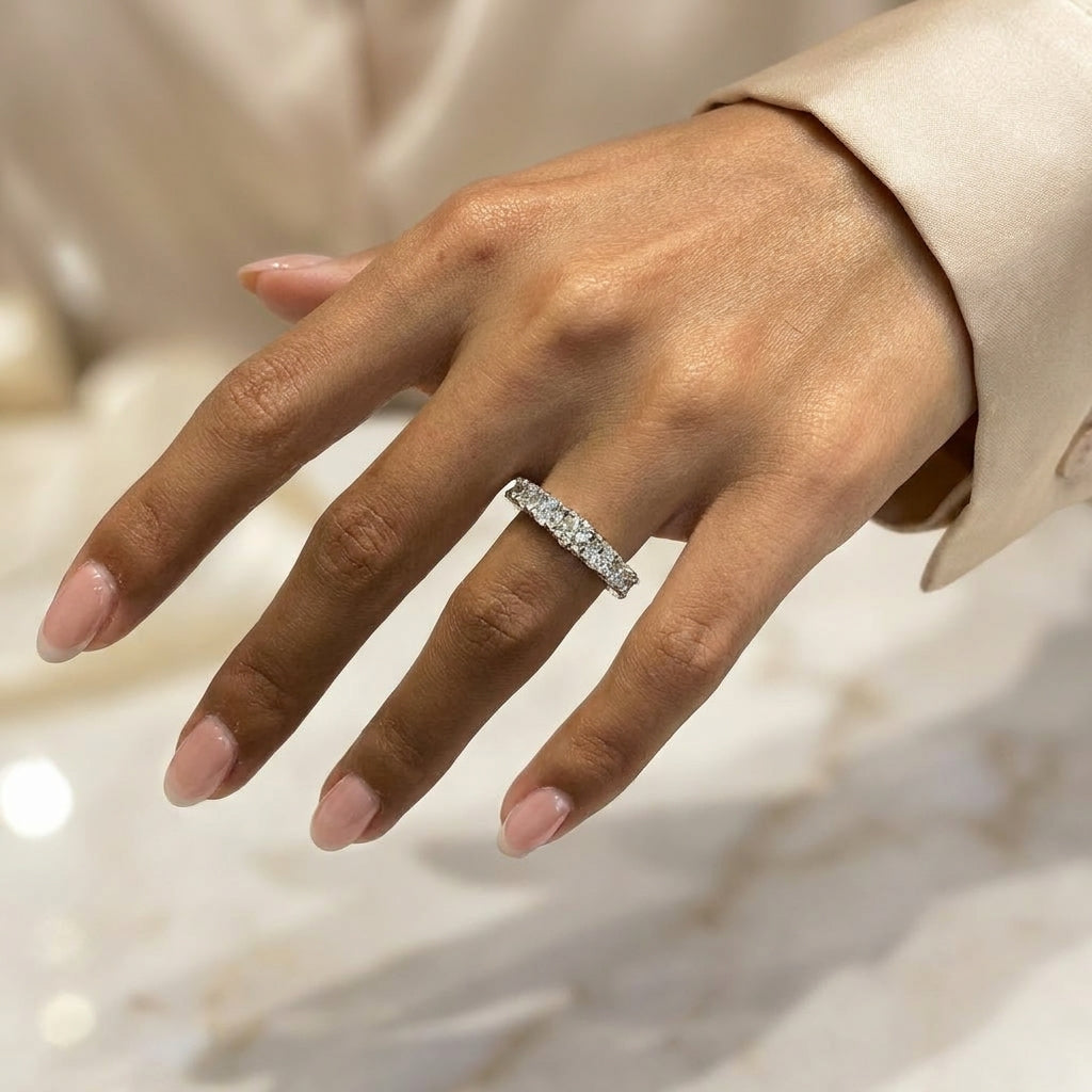 2.58 CT Lab-Grown Diamond Eternity Ring in 14K White Gold (D–F / VS1–VS2)