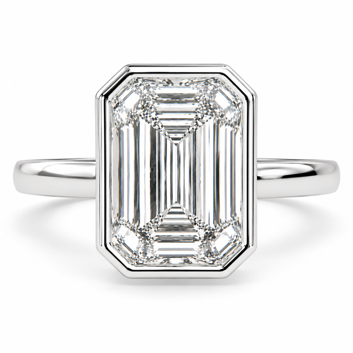 Xenia 6.15 Carat Emerald Cut Halo Pave Solitaire Engagement Ring