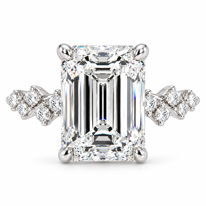 6 CT Emerald Cut Lab-Grown Diamond Engagement Ring, D–F Color, VS1–VS2 Clarity, IGI Certified, 14K White Gold