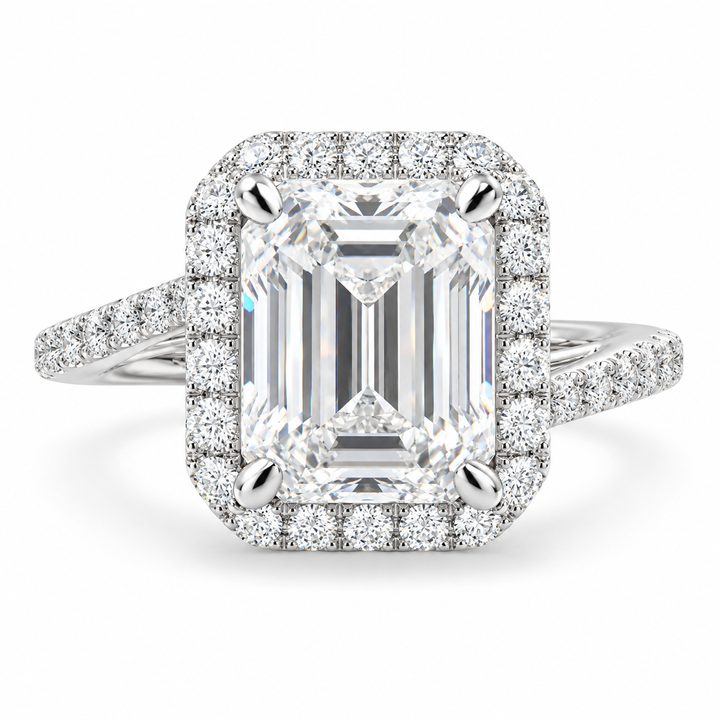 Paloma 5.35 Carat Emerald Cut Pave Halo Engagement Ring