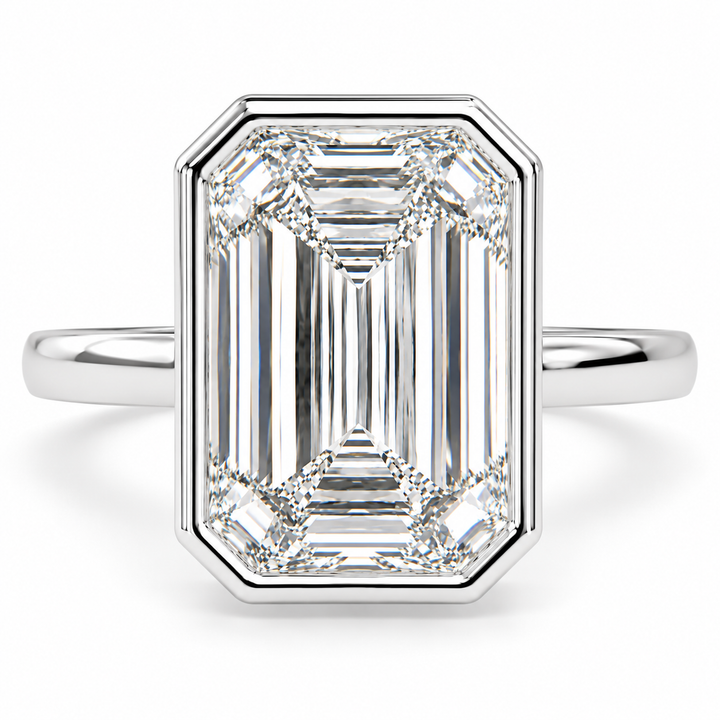 Xenia 7.15 Carat Emerald Cut Halo Pave Solitaire Engagement Ring