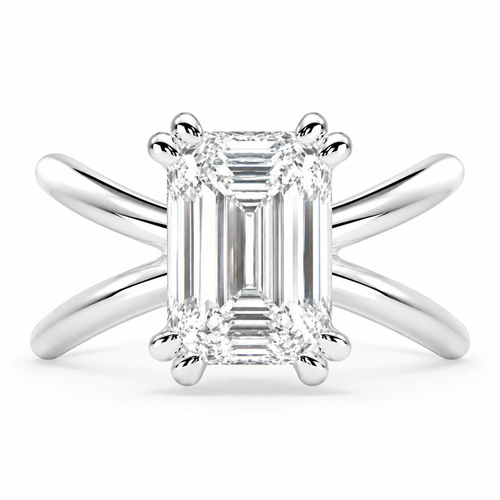 Tatiana 5 Carat Emerald Cut Solitaire Split Shank Engagement Ring
