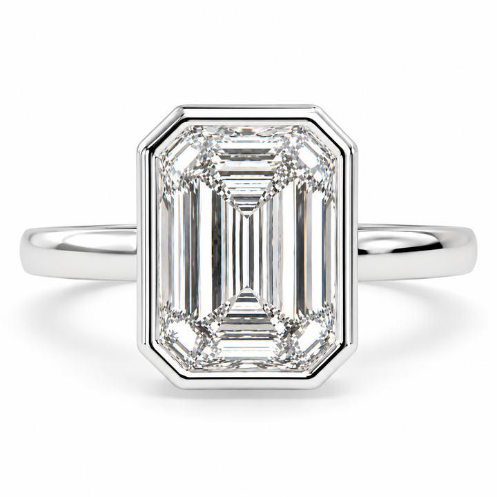 Xenia 5.15 Carat Emerald Cut Halo Pave Solitaire Engagement Ring