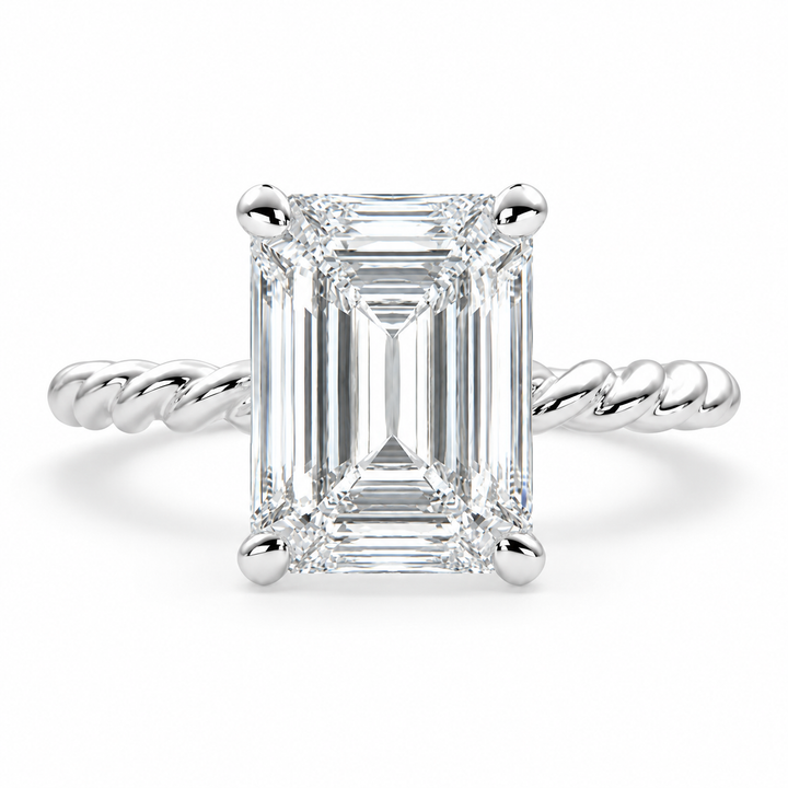 Renata 5 Carat Emerald Cut Solitaire Rope Engagement Ring