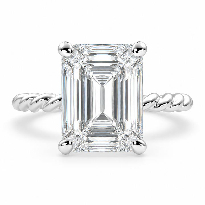 Renata 6 Carat Emerald Cut Solitaire Rope Engagement Ring