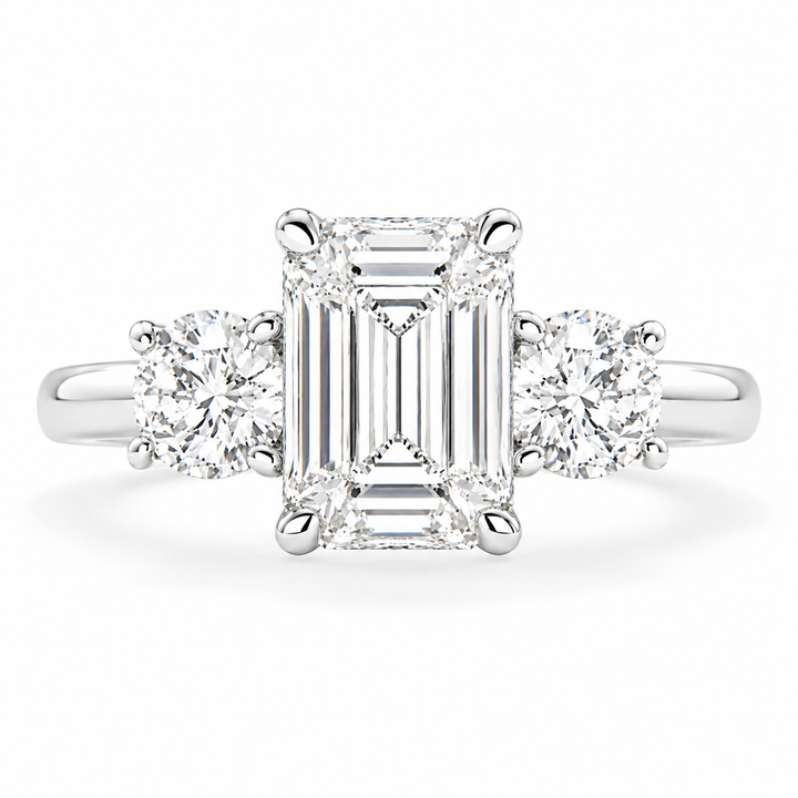 Hana 3.2 Carat Emerald Cut 3 Stone Engagement Ring