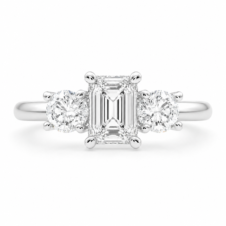 Hana 2.2 Carat Radiant Cut 3 Stone Engagement Ring