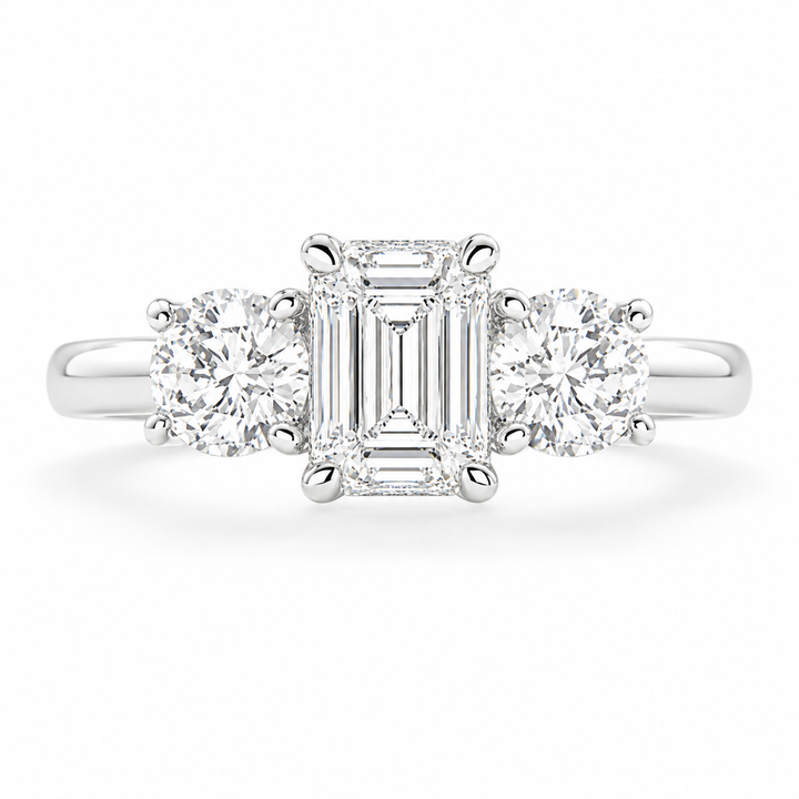 Hana 1.2 Carat Emerald Cut 3 Stone Engagement Ring