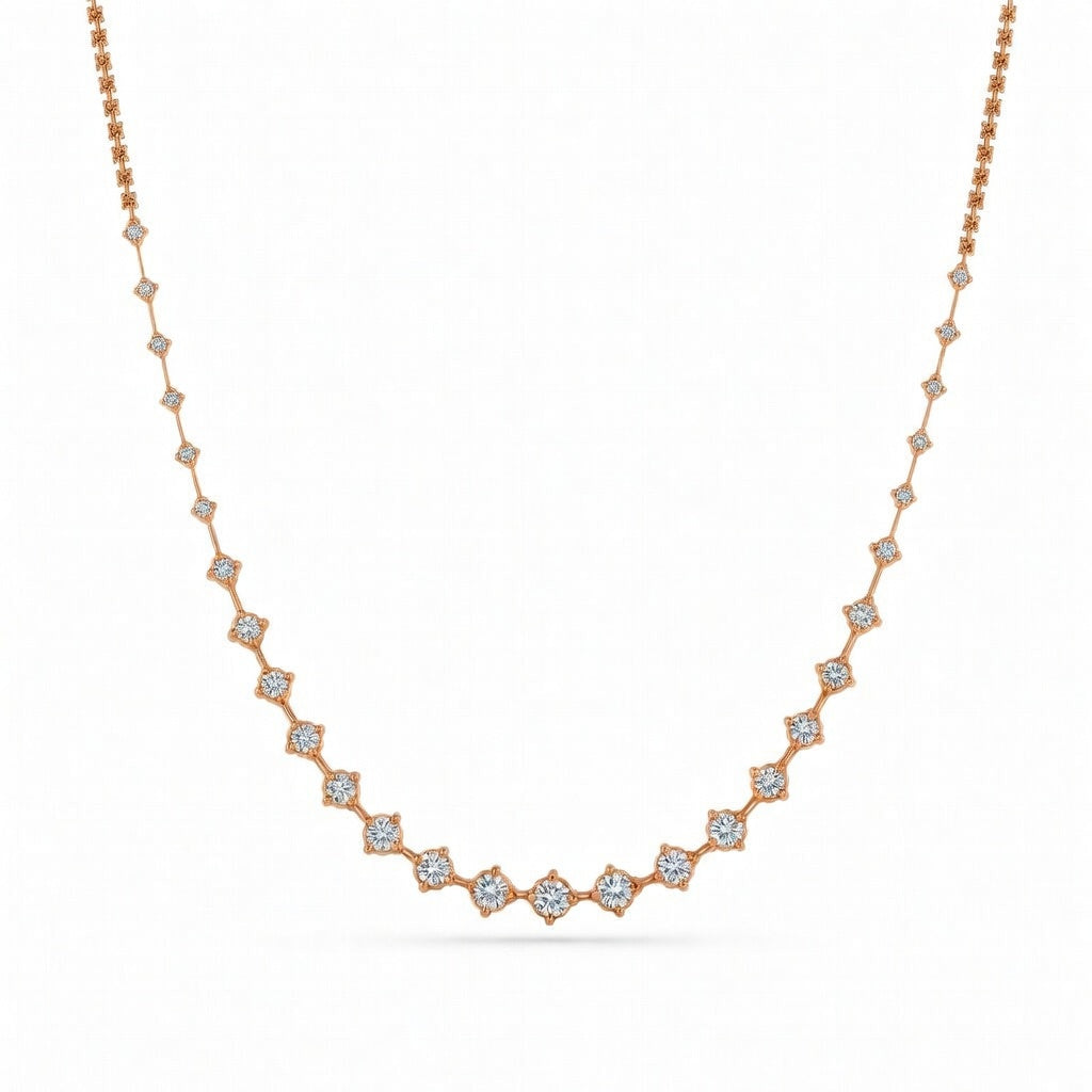 5.45 Ct Round Cut Diamond Tennis Necklace VS1 D-F White Gold 14k