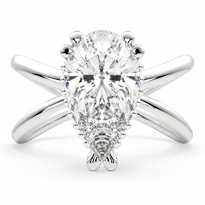 Tatiana 5 Carat Pear Cut Solitaire Split Shank Engagement Ring