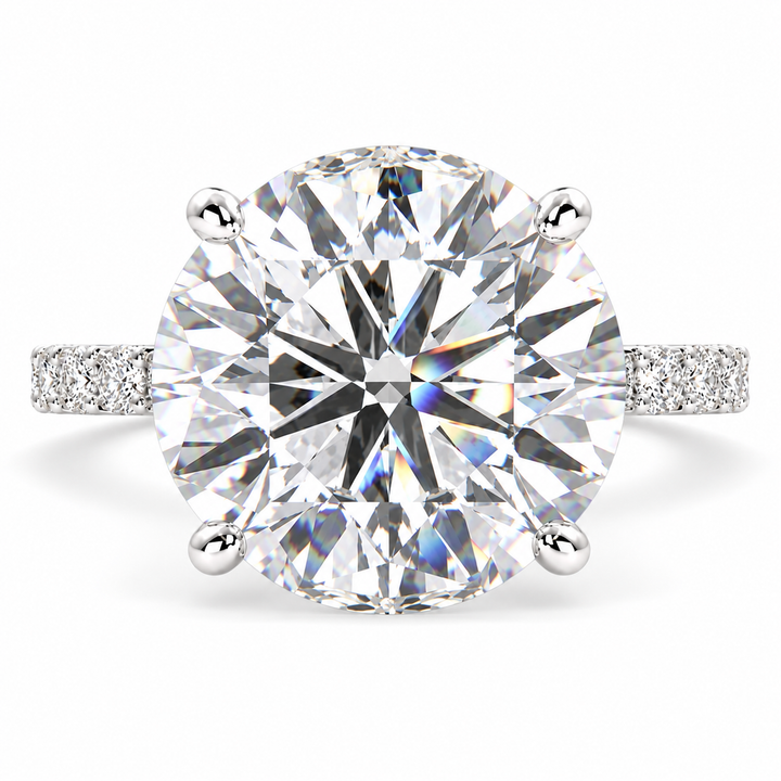 Lavinia 7.35 Carat Round Cut Side Stone 4 Prong Engagement Ring