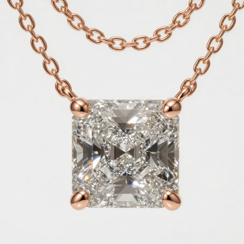 3.00 CTW Asscher Cut Lab-Grown Diamond Solitaire Pendant (D–F / VS1–VS2, IGI Certified)