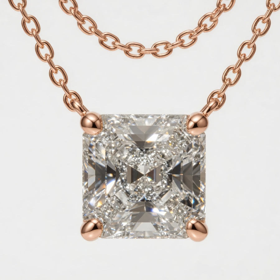 3.00 CTW Asscher Cut Lab-Grown Diamond Solitaire Pendant (D–F / VS1–VS2, IGI Certified)