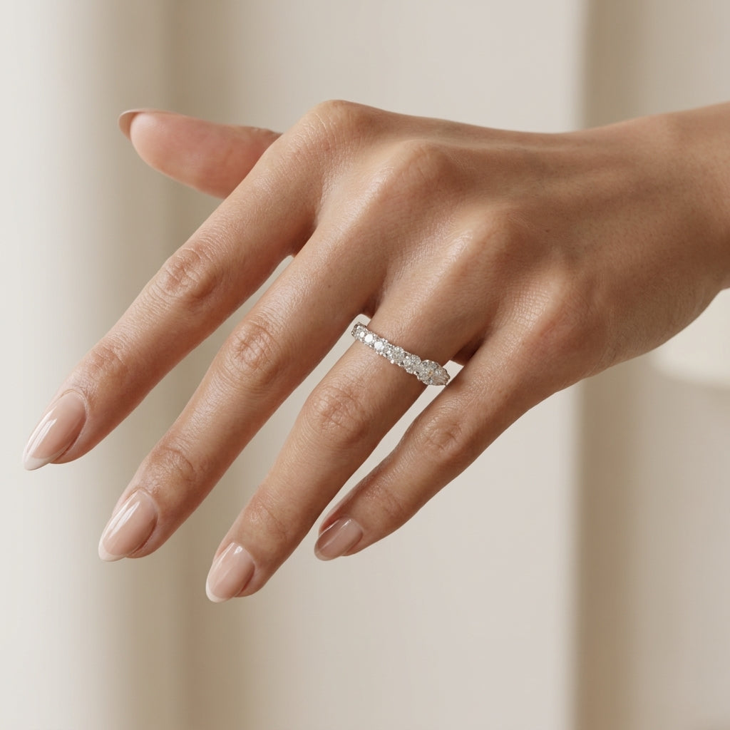 1.05 CT Lab-Grown Diamond Band Fashion Ring in 14K White Gold (D–F / VS1–VS2)