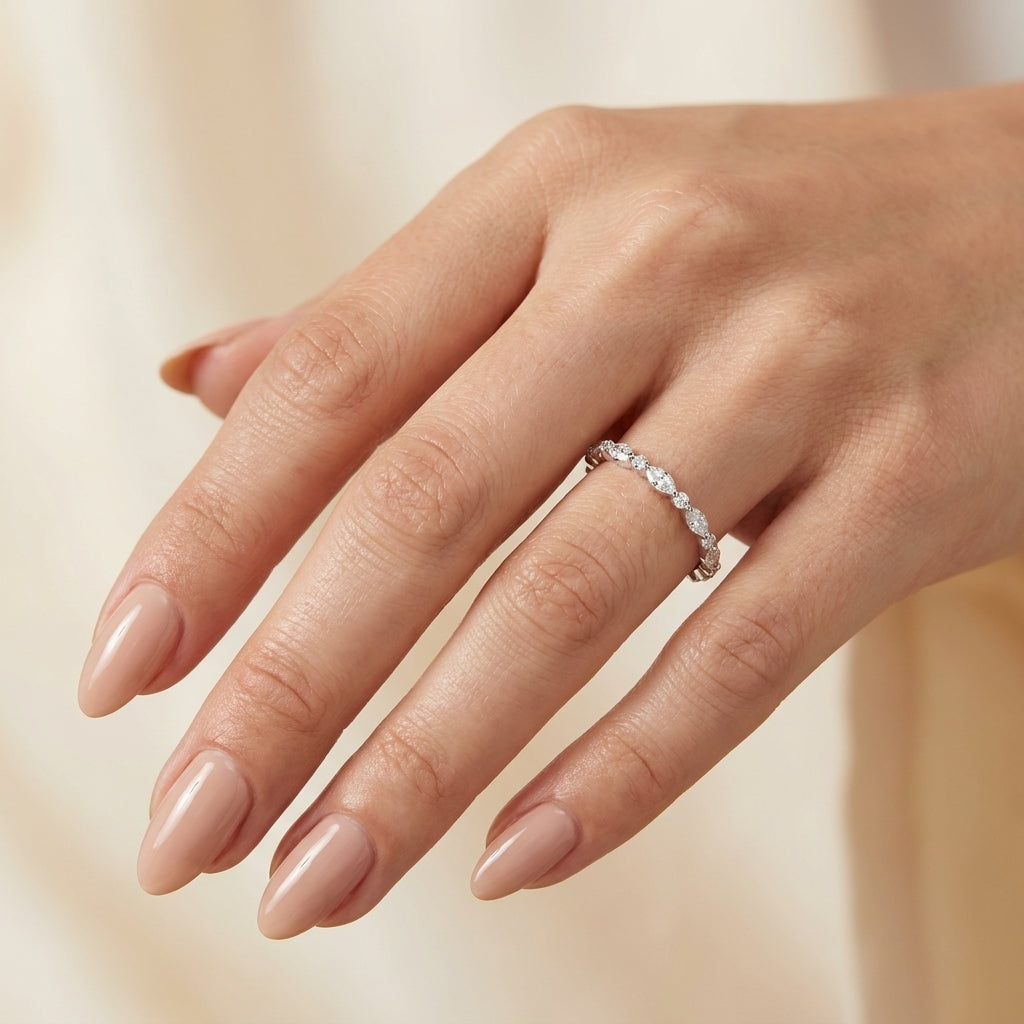 1.00 CT Lab-Grown Diamond Eternity Band Ring in 14K White Gold (D–F / VS1–VS2)