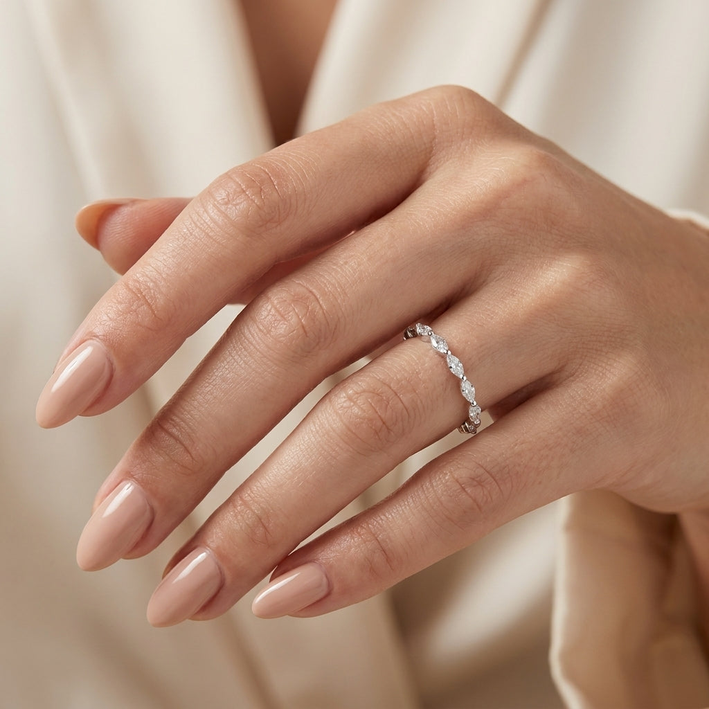 1.00 CT Lab-Grown Diamond Eternity Band Ring in 14K White Gold (D–F / VS1–VS2)