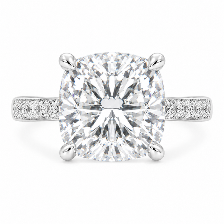 Federica 5.4 Carat Cushion Cut 4 Prong Engagement Ring
