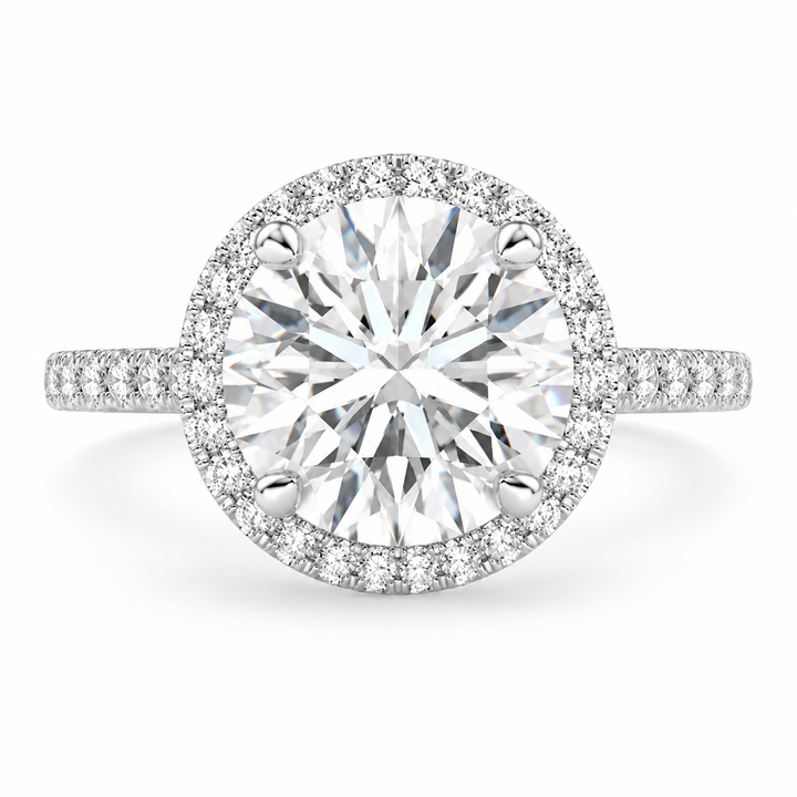 Isadora 5.4 Carat Round Cut Halo Pave Engagement Ring