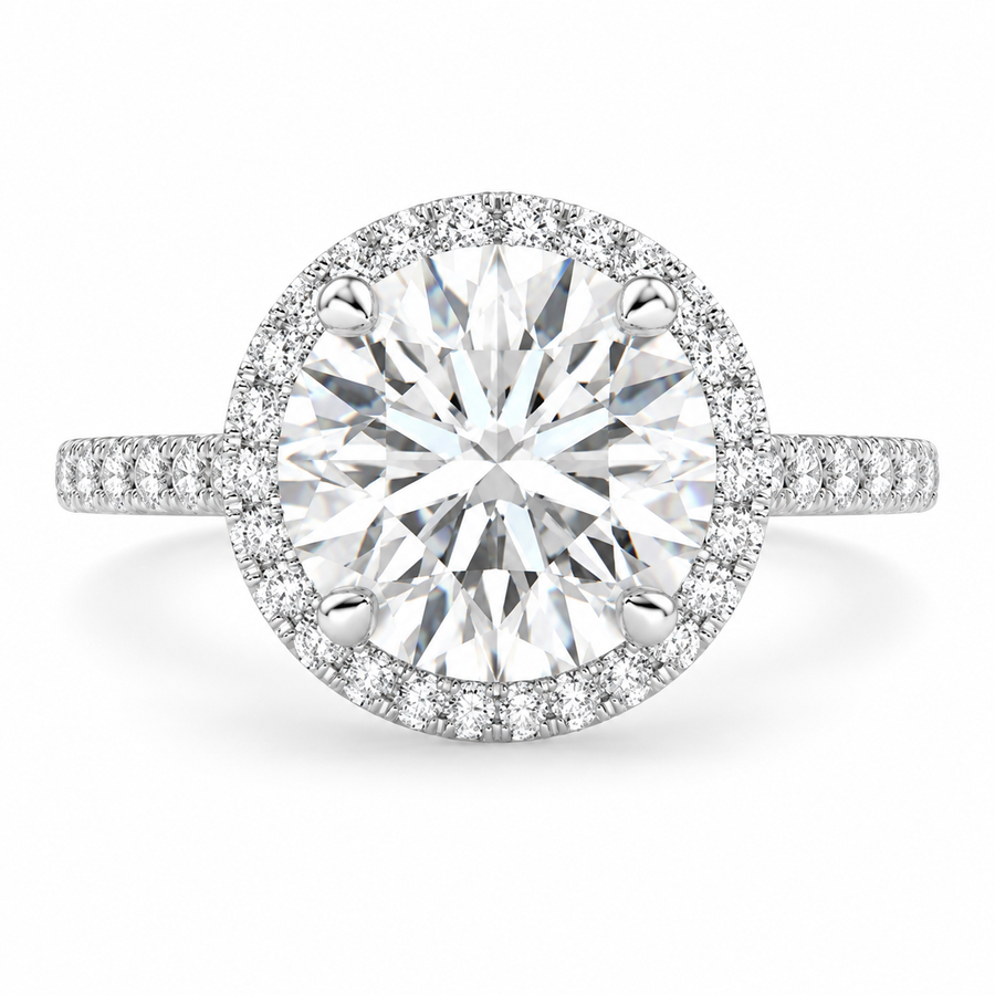 Isadora 5.4 Carat Round Cut Halo Pave Engagement Ring