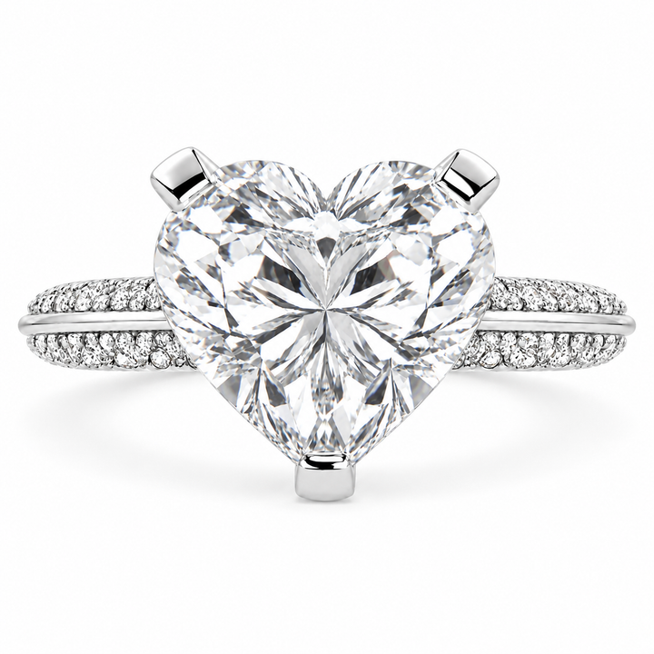 Daria 5.75 Carat Heart Cut Pave 6 Prong Engagement Ring