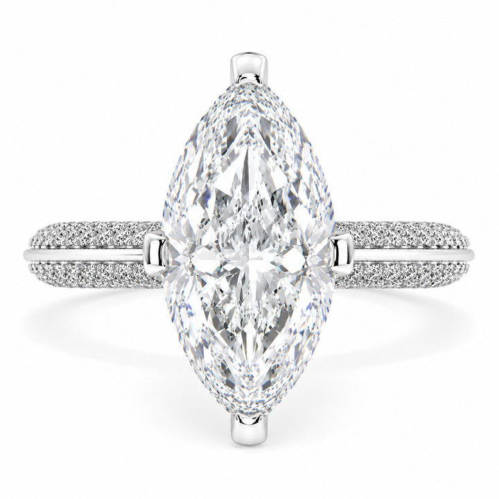 Daria 5.75 Carat Marquise Cut Pave 6 Prong Engagement Ring