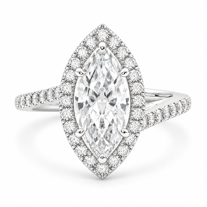 Paloma 5.35 Carat Marquise Cut Pave Halo Engagement Ring