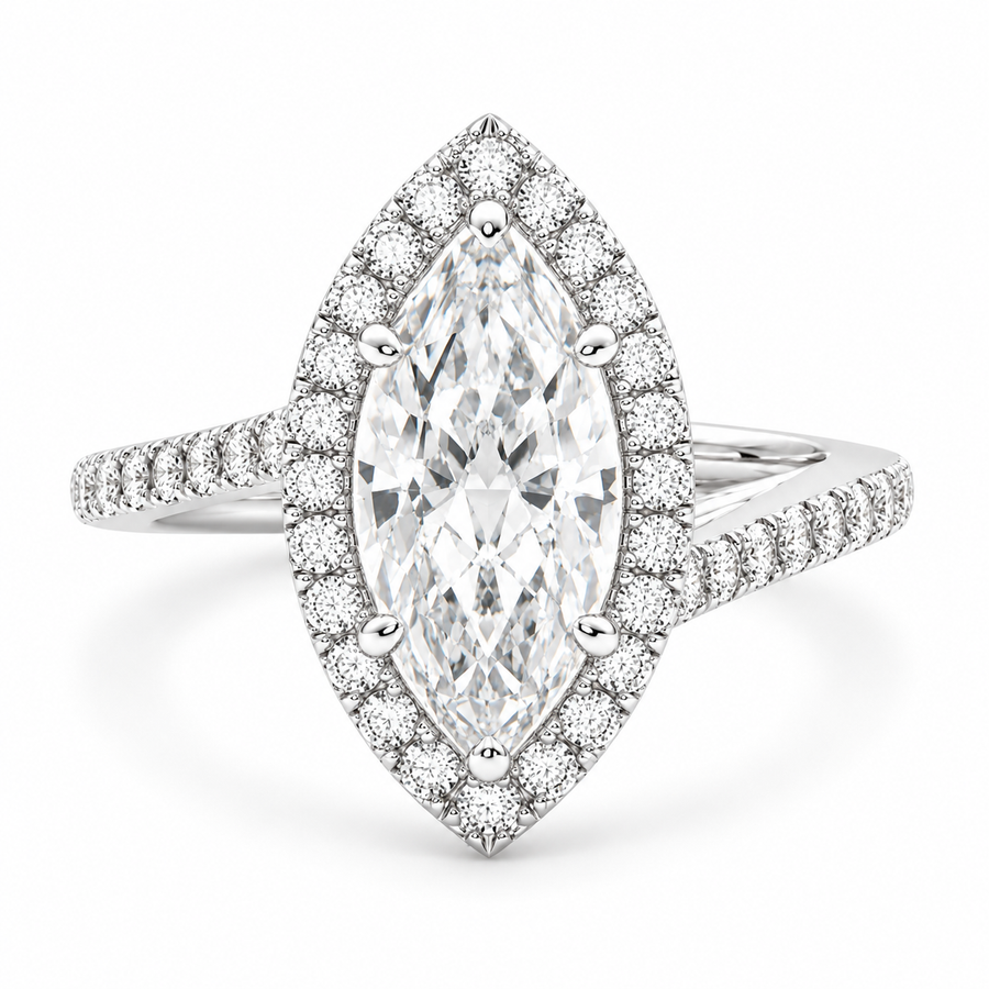 Paloma 5.35 Carat Marquise Cut Pave Halo Engagement Ring