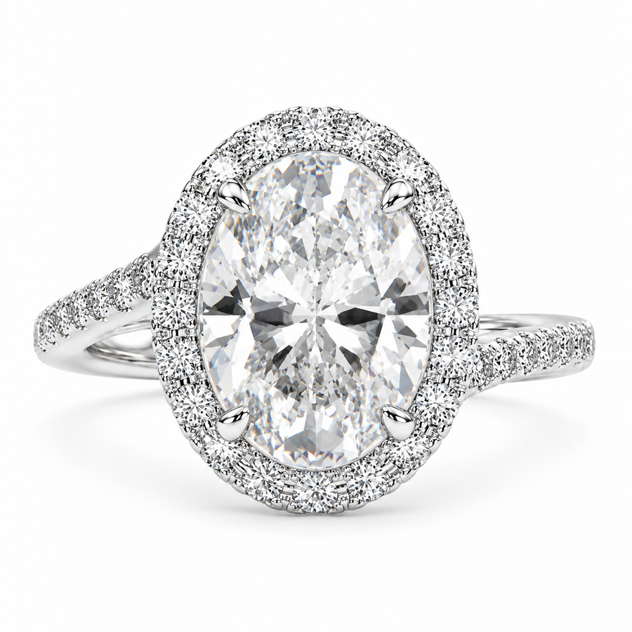 Paloma 5.35 Carat Oval Cut Pave Halo Engagement Ring