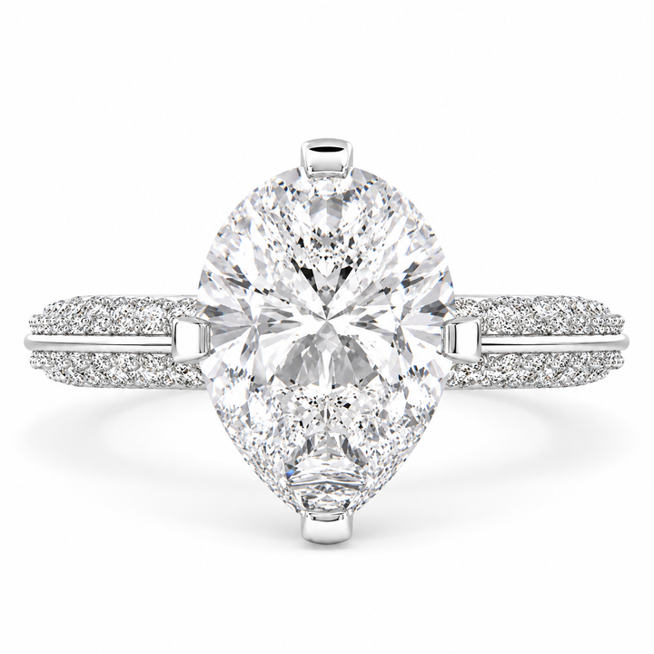 Daria 5.75 Carat Pear Cut Pave 6 Prong Engagement Ring