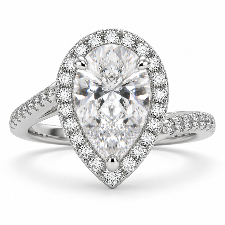 Paloma 5.35 Carat Pear Cut Pave Halo Engagement Ring