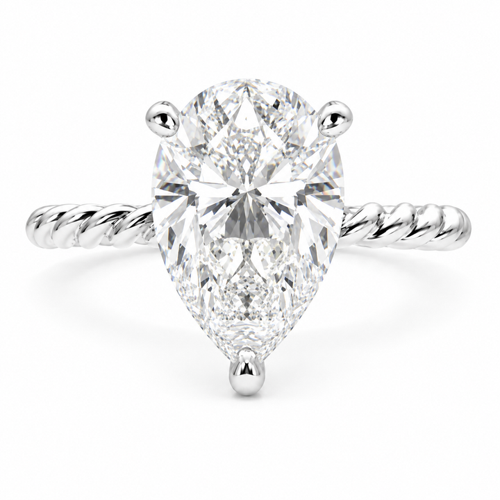 Renata 5 Carat Pear Cut Solitaire Rope Engagement Ring