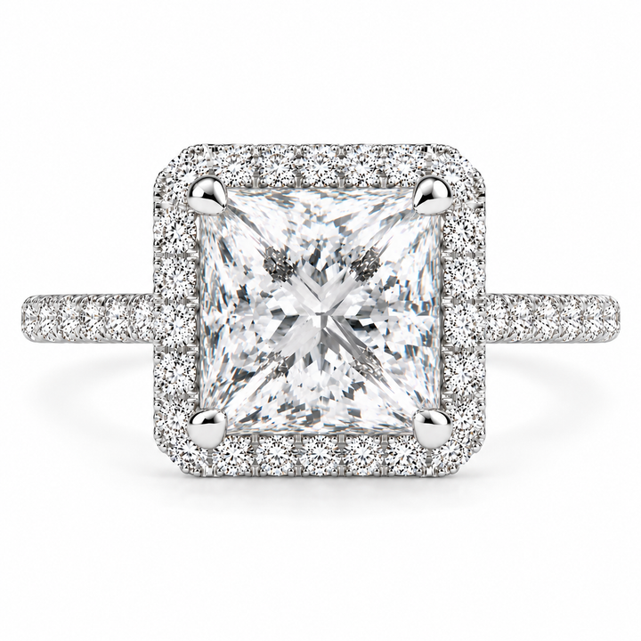 Isadora 4.4 Carat Princess Cut Halo Pave Engagement Ring