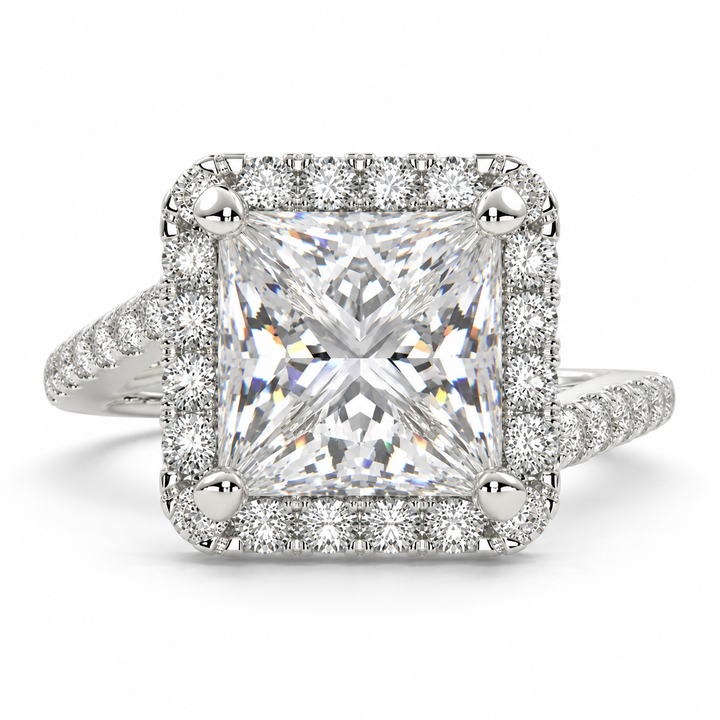 Paloma 5.35 Carat Princess Cut Pave Halo Engagement Ring