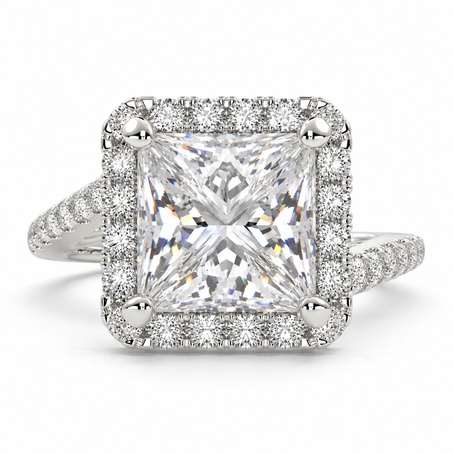 Paloma 5.35 Carat Princess Cut Pave Halo Engagement Ring