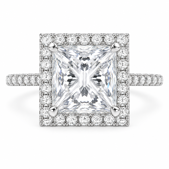 Bianca 5.5 Carat Princess Cut Halo Pave Engagement Ring