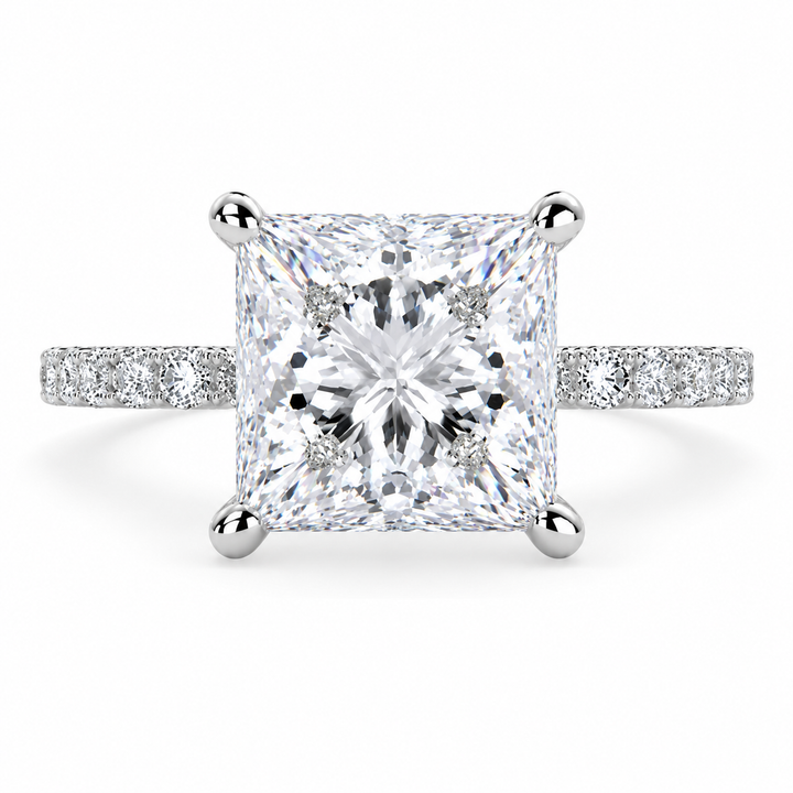 Lavinia 5.35 Carat Princess Cut Side Stone 4 Prong Engagement Ring