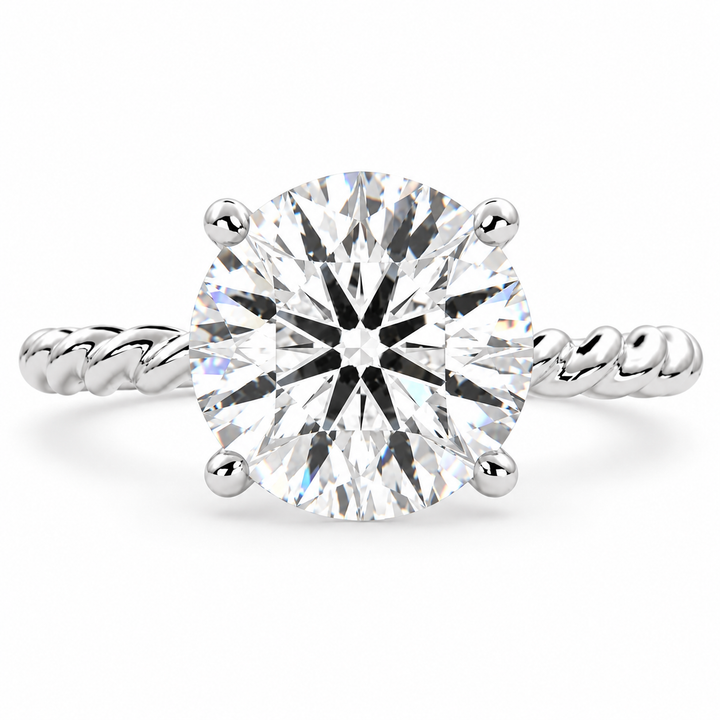 Renata 5 Carat Round Cut Solitaire Rope Engagement Ring