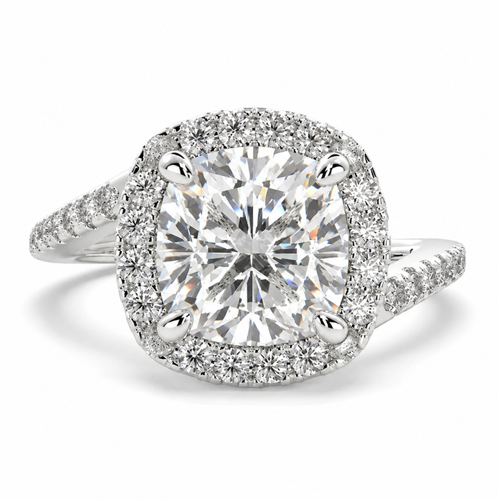 Paloma 4.35 Carat Cushion Cut Pave Halo Engagement Ring