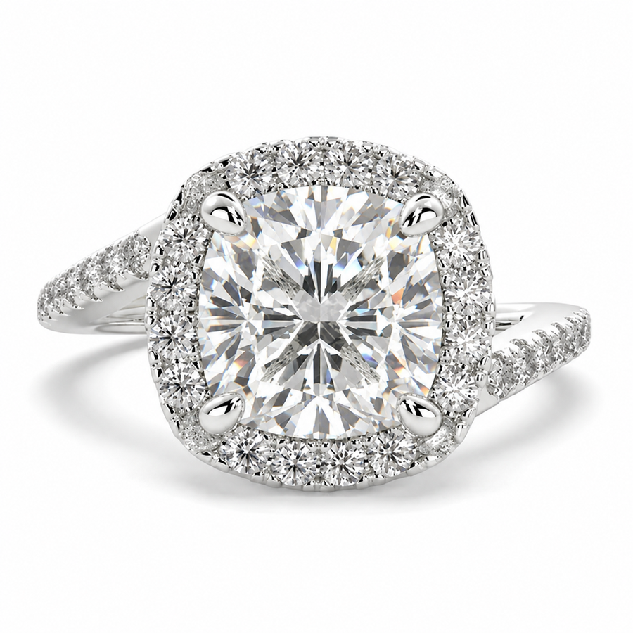 Paloma 4.35 Carat Cushion Cut Pave Halo Engagement Ring