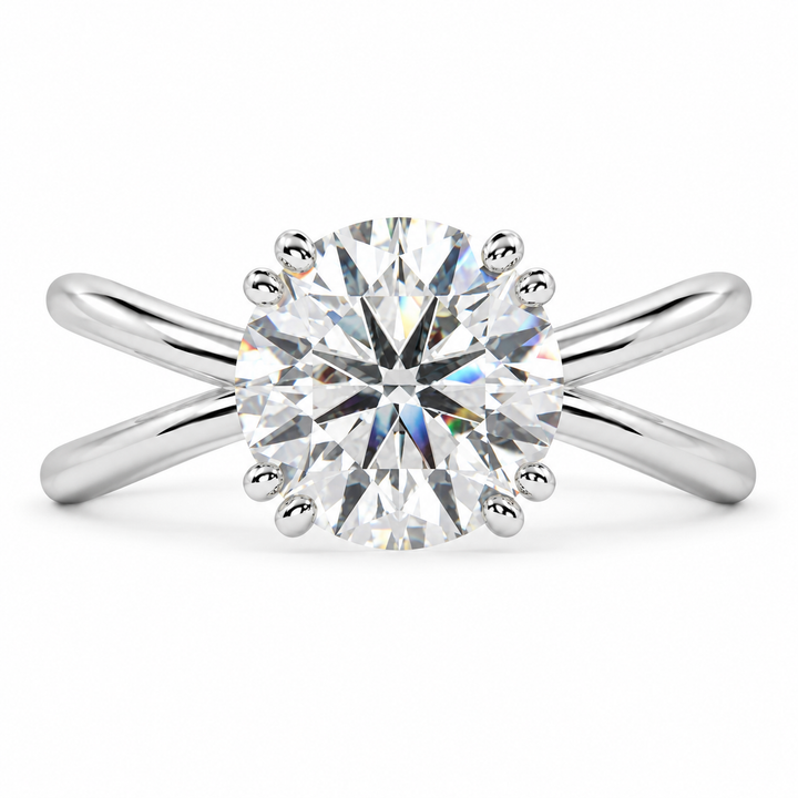 Tatiana 4 Carat Round Cut Solitaire Split Shank Engagement Ring