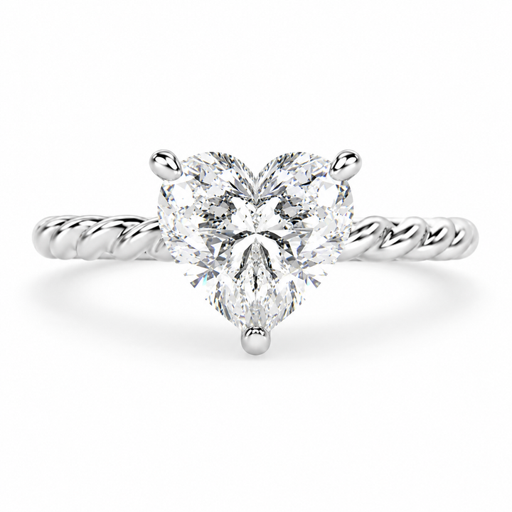Renata 4 Carat Heart Cut Solitaire Rope Engagement Ring
