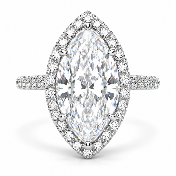 Bianca 4.5 Carat Marquise Cut Halo Pave Engagement Ring